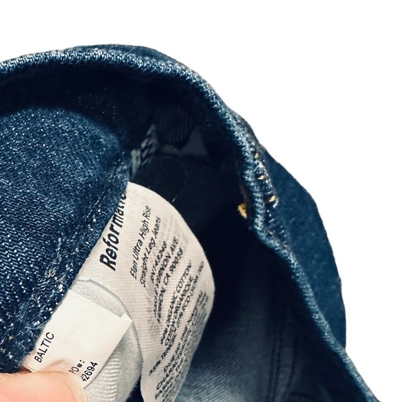 REFORMATION Organic Elan Ultra High Rise Jean Straight Leg Baltic 29 dark wash - Picture 10 of 12